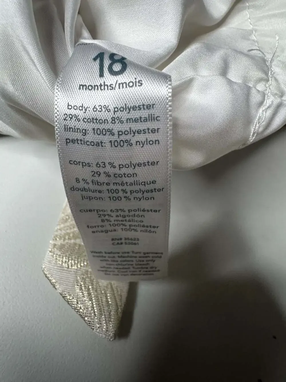 NWT Carter's Baby Girl Shimmery Gold Holiday Dress 18 MTH
